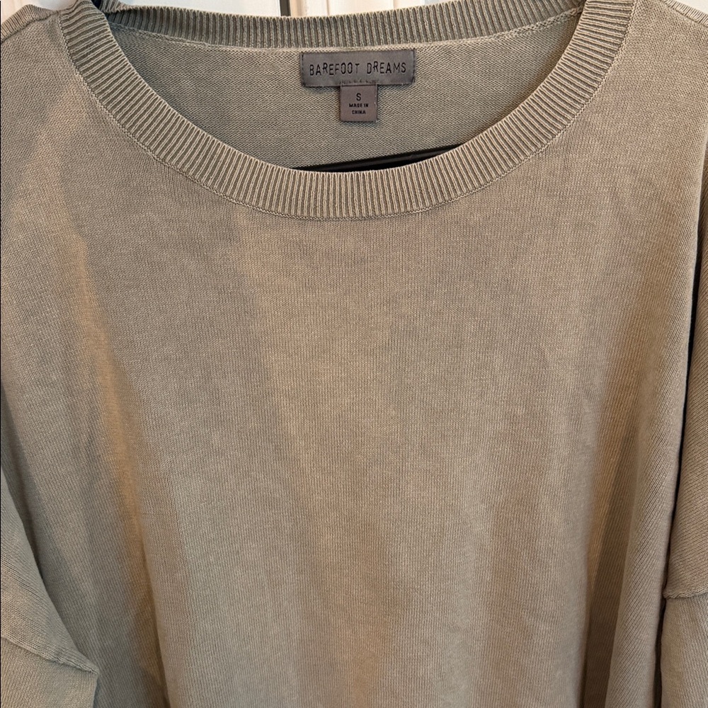 BAREFOOT DREAMS Sunbleached Crewneck Pullover In Beach Rock, size S - Picture 5 of 5